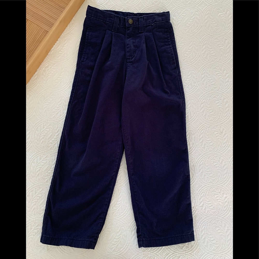 J. Khaki Pants Boys Size 7 Slim Navy Blue Chino Pleated Straight Leg Slacks